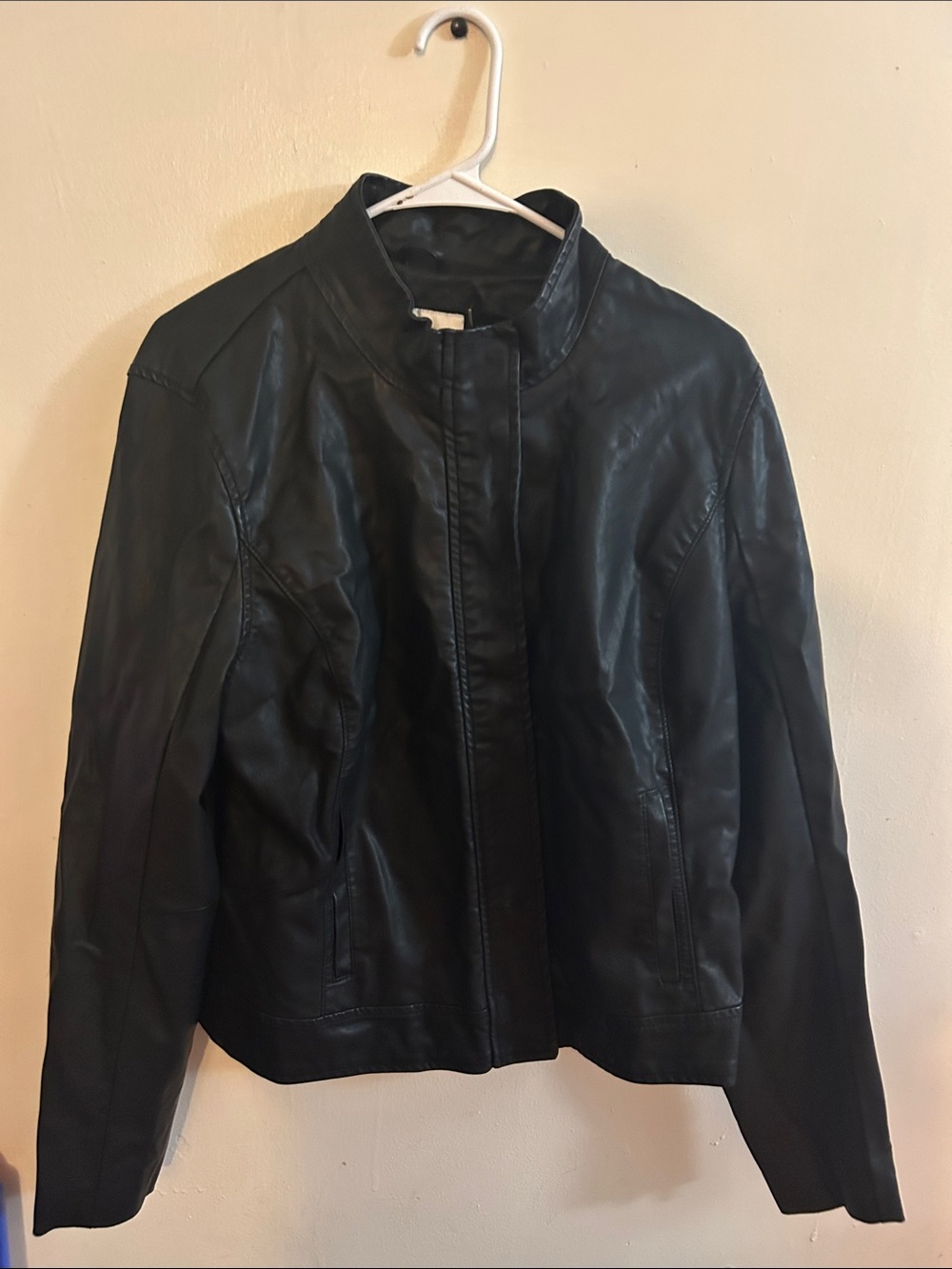 a new day Black Faux Leather Stand-Collar Jacket